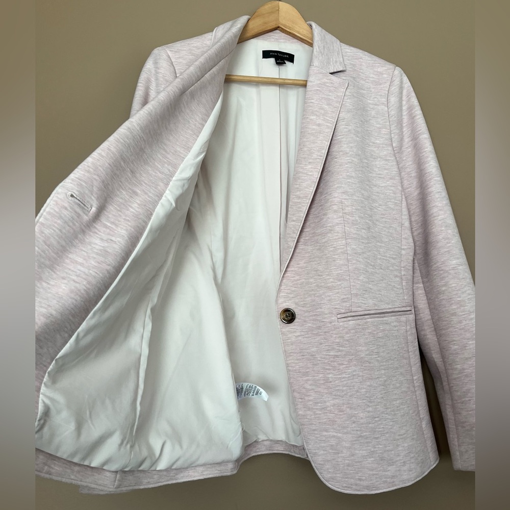 {Ann Taylor} Single Button Blazer Jacket in Heathered Pink - Womens 6 - Picture 11 of 13